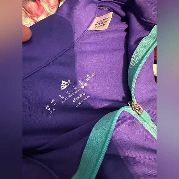 WOMENS ADIDAS RUNNING LONG SLEEVE 1/4 ZIP CLIMAliteTRACK TOP M M66378 PURPLE - Picture 5 of 5